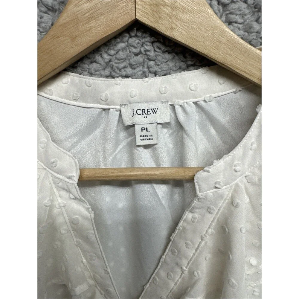 J Crew Long Sleeve Blouse Ivory With Ruffle Size PL